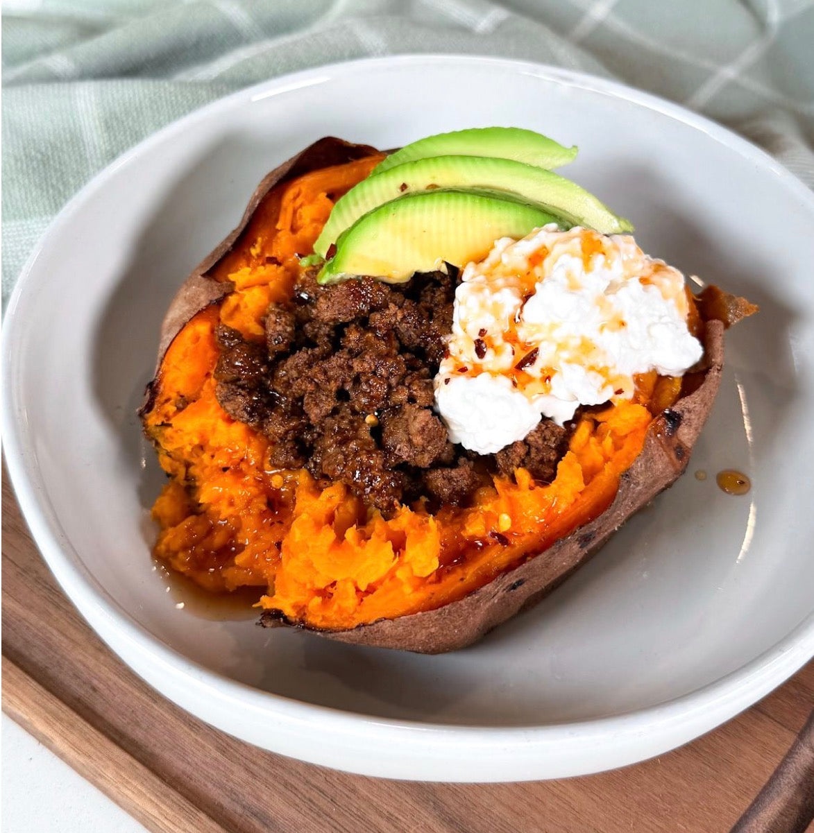 Seasoned Beef Stuffed Sweet Potato