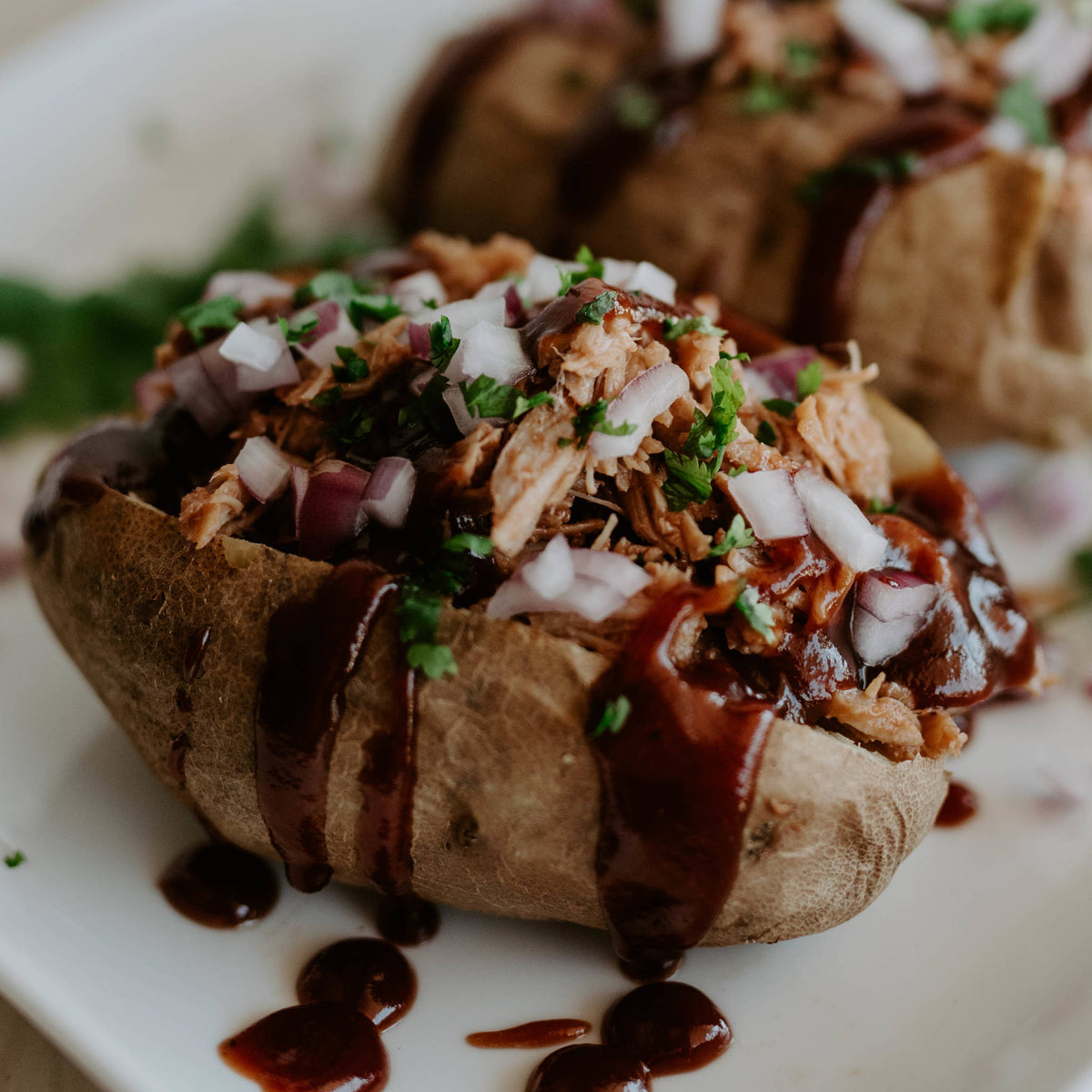 BBQ Chicken Stuffed Sweet Potato w/Steamed Broccoli