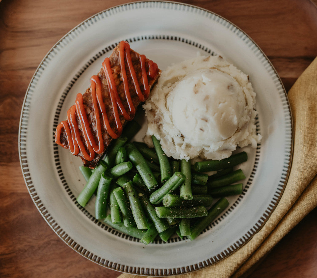 Meatloaf, Mashed Potatoes and Green Beans
