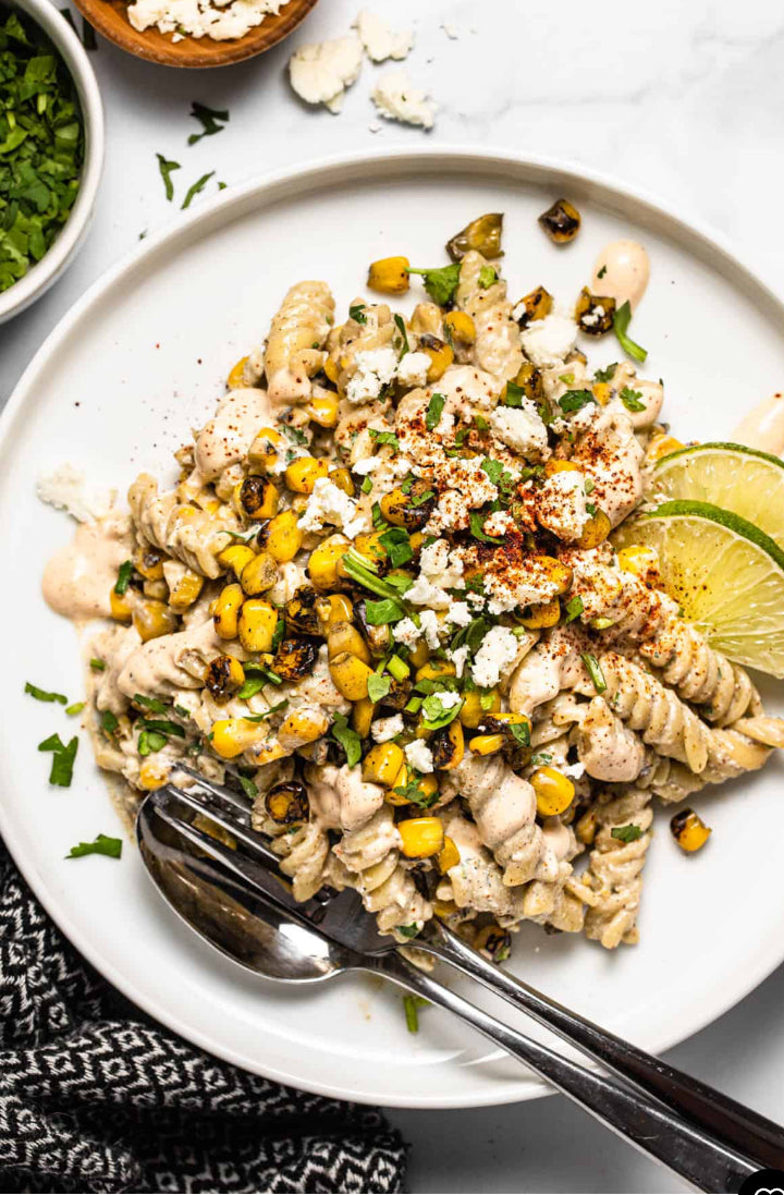 Mexican Street Corn Pasta with Grilled Chicken