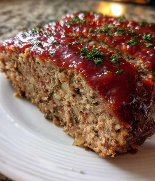 Meatloaf, Cheesy Potatoes and Green Beans