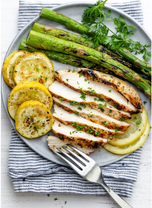 Lemon Chicken w/Seasoned Potatoes & Asparagus