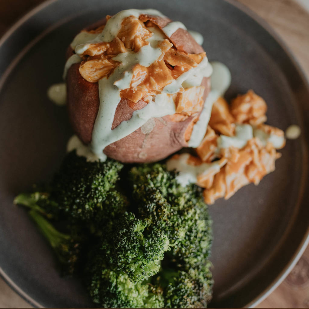 Buffalo Chicken Sweet Potato w/Broccoli