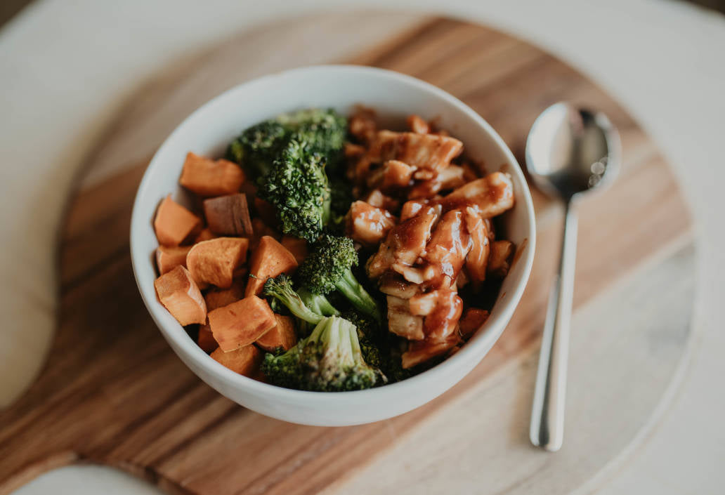 BBQ Chicken, Roasted Sweet Potato and Broccoli