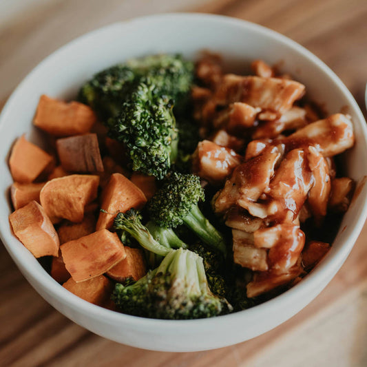 BBQ Chicken, Roasted Sweet Potato and Broccoli